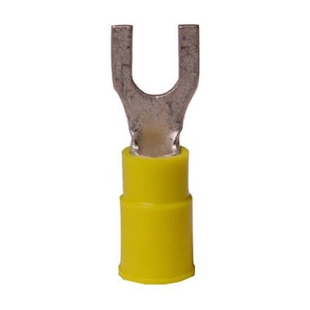 Ecm Industries Fork Terminal, #8 to #10 Stud Size, 10 AWG, Vinyl Insulated, Crimp Termination Only 10-116